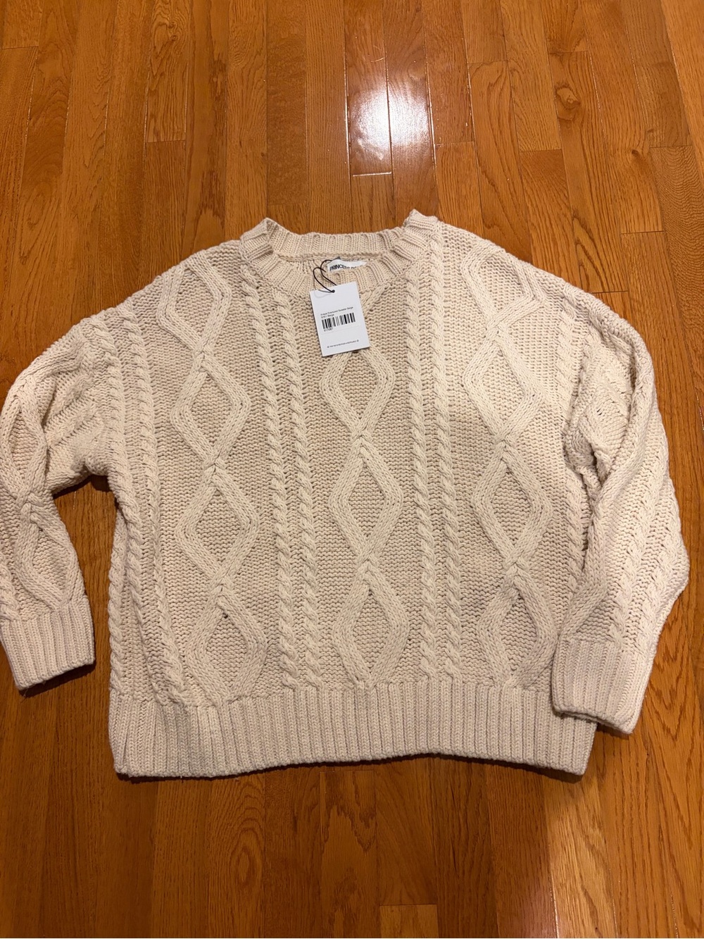 Princess Polly Anaya Cream Cable Knit Crewneck Sweater, nwt, S/M